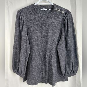 Gray Women's Top with Button Detail